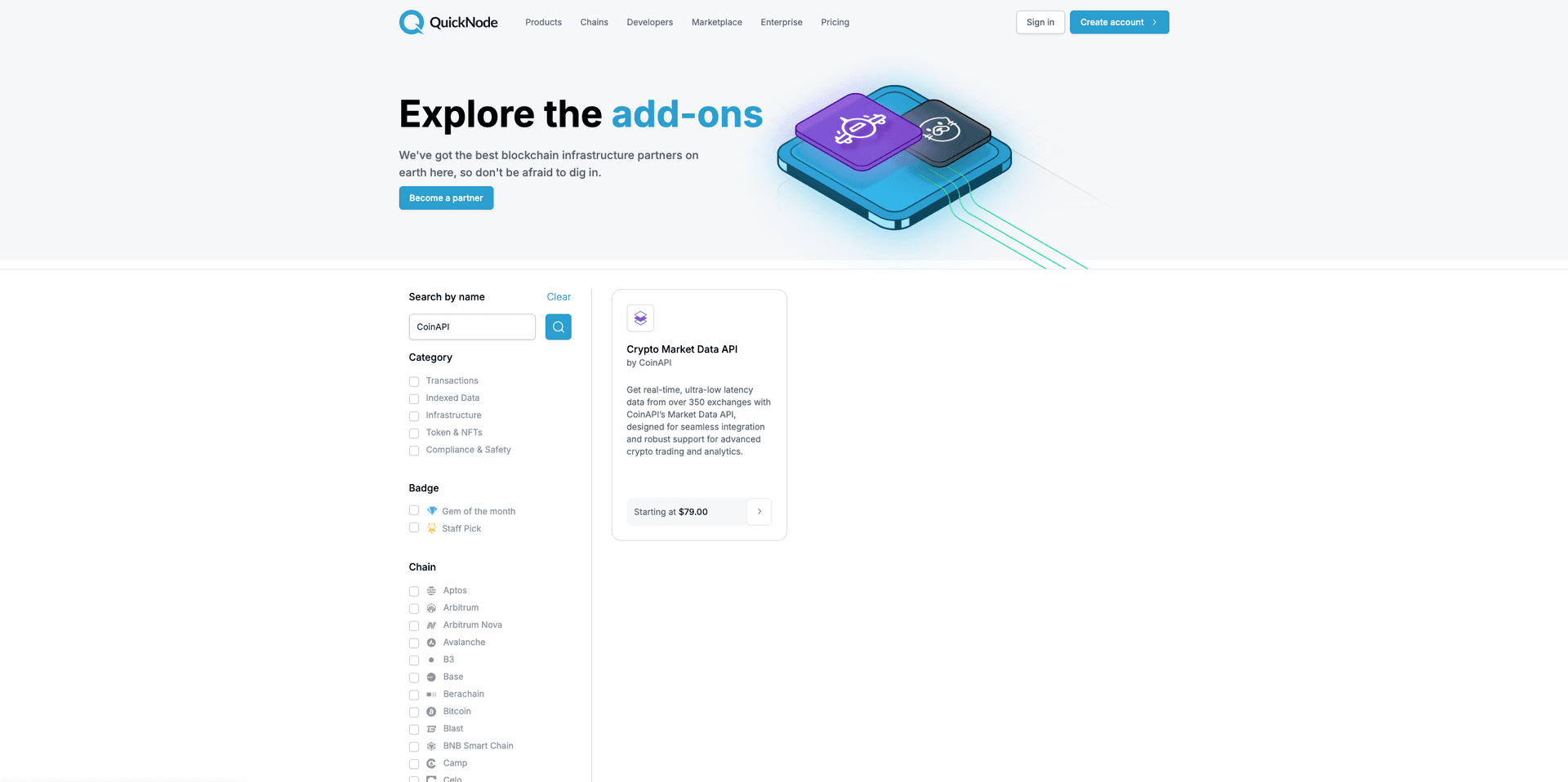 CoinAPI’s add-on on QuickNode’s Marketplace