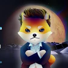 A cartoon fox character with spiky hair wearing a blue suit, set against a backdrop of a large moon and a mountainous landscape.