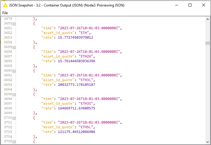KNIME preview - output json node